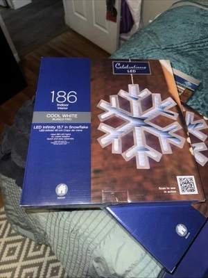 CELEBRATIONS 15.7 In. 186 Light LED Cool White Snowflake Holiday Christmas Decoration