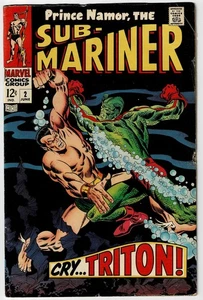 🔥Sub-Mariner #2 FN- 1968 Triton Buscema Art Vintage Silver Age Marvel U-15 - Picture 1 of 2