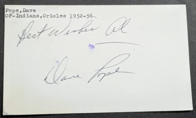 Dave Pope - 1952 Debut Autographed GPC - Deceased 1999 - Image 1 of 3