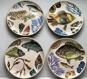 Set of 4 Williams Sonoma Poisson Fish Salad Plates Marc Lacaze In Original Box - Picture 1 of 15