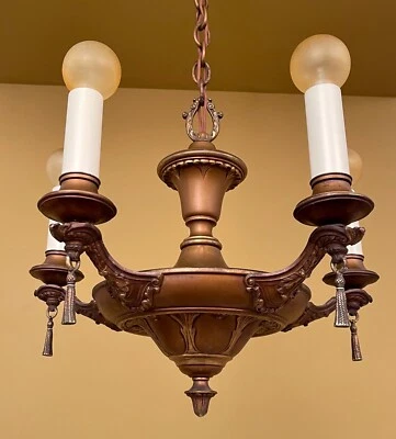 Vintage Lighting 1920s Lightolier pan style 5-arm candle chandelier - Image 1 of 4
