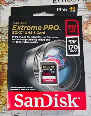 NEW-Sandisk 512gb extreme pro sdxc uhs-i card - SET OF 3 - Image 1 of 2