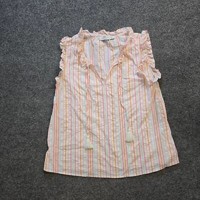 Top informal Vineyard Vines para mujer talla pequeña rosa a rayas Seersucker Performance Foto 1 de 4