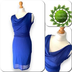 Esprit Womens Dress Size S UK Size 8 Blue Sleeveless Lined Cowl Neck