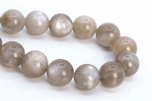 9-10 mm Echte Natürliche Grau Mondstein Perlen Klasse A + Rund Lose Perlen 8 Zoll - Bild 1 von 3