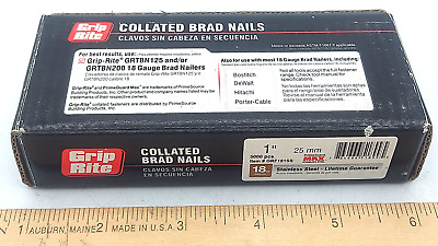 1  18 Gauge 304 Stainless Steel Collated Brad Nails 18 Ga 1-inch (5,000 Ct Box) • 44.95$