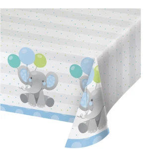 Baby Shower Party Supplies Enchanting Elephant Paper Tablecover Blue Birthday - Picture 1 of 1