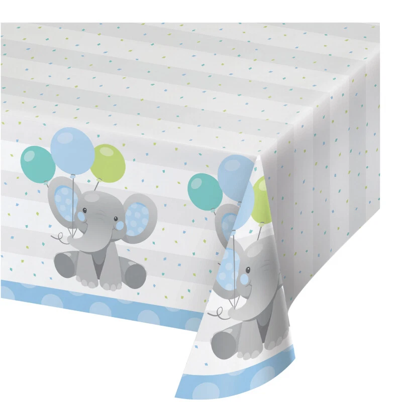 Baby Shower Party Supplies Enchanting Elephant Paper Tablecover Blue Birthday - Image 1 of 1