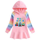 Girls Thomas & Friends Hooded Dress Rainbow Ruffle Party Casual Sweatshirt Dress