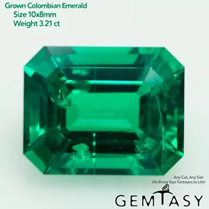 Cut stone - Emerald Colombian hydrothermal lab grown, facet Octagon 10x8mm 3.2ct - Picture 1 of 4