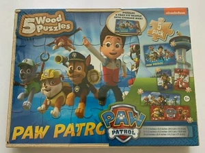 5ct PAW Patrol Wood Puzzles Wooden Storage Box Rescue Dogs Educate Learning Game - Picture 1 of 3