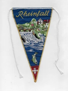 Vintage Schweizer Banner bestickt Rheinfall Rheinfall Flagge Dekoration - Bild 1 von 1