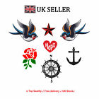 Set of 7 Sailor Temporary Tattoo Waterproof Swallow anchor Nautical Star heart