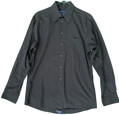 CAMISA DE VESTIR NEGRA PARA HOMBRE Rayas - Talla M Ajustada, Resistente a las Arrugas JOHN ASHFORD Foto 1 de 4