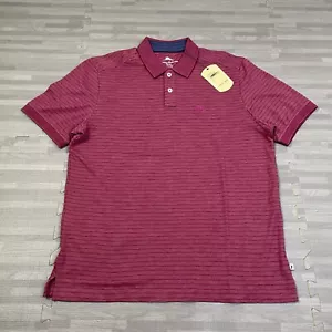 Tommy Bahama Fuschia Rose Red Striped Soft Polo Shirt Men Medium Relaxed Fit $99 - Picture 1 of 8