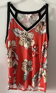 Candi’s Women’s Small Floral Racerback Tank Multicolor With Black Trim . New . - Picture 1 of 3