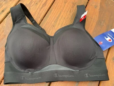 Sujetador deportivo Champion control cremallera frontal soporte máximo doble secado 36D negro nuevo con etiquetas Foto 1 de 2