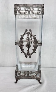 Jugendstil Glasvase Topas aus Portugal und Silberfassung - Bild 1 von 7