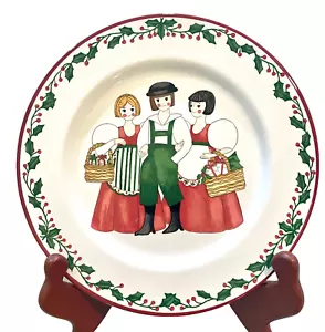 Block Bernarda Folk Weihnachten 8" Salat Dessert Teller Lad Lady Tree Portugal - Bild 1 von 7