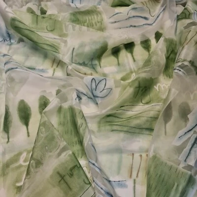 Ivory Organza Fabric Floral Dress Craft Curtain Costume Material 58" By Meter - Image 1 of 4