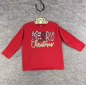 Rabbit Skins T Shirt Girls Toddler 4 Knit Long Sleeve Crew Neck Merry Christmas - Picture 1 of 12