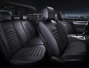 Coprisedili Auto Intero Fodere Ecopelle Nero Set Completo Per Audi Mercedes - Imagen 1 de 7