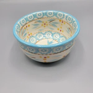 TempTations Alte Welt 16 Unzen handbemalte Keramikschale blau & gelb 4,5" - Bild 1 von 5