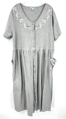 Vestido vintage Only Necessities para mujer 24 perlas a presión floral cabaña modesto gris Foto 1 de 4