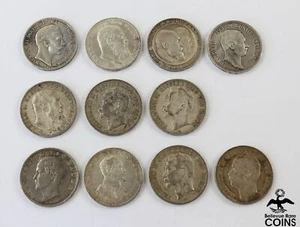 Lot of 11: 1910-1914 Germany 3 Marks Silver Coins, Various German States - Picture 1 of 12