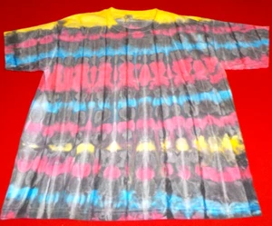 Mens 100% cotton Tie Dye T-shirt - "Pastel" dark colours Stripe size Large, new. - Picture 1 of 2
