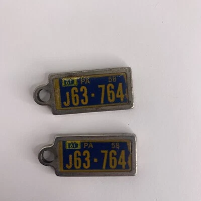 1958 Pennsylvania Mini Metal License Plate DAV Disabled American Veterans Pair - Image 1 of 2