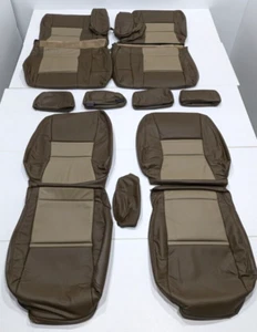 For Toyota Land Cruiser 1994-1997 Brown Beige Leather Seat Covers KR425 - Picture 1 of 11