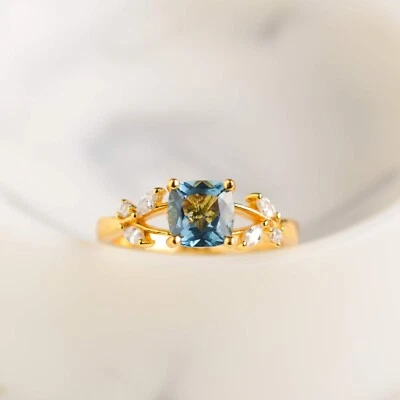 Anillo Topacio Oro, Anillo Chapado en Oro Plata 925, Anillo de Compromiso, Regalo Madre Foto 1 de 4