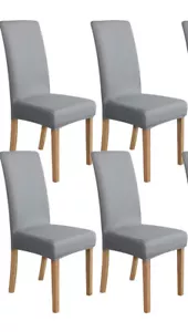 Amazon Basics Slipcover per sedia da pranzo elasticizzata, set di 4, grigio chiaro - Foto 1 di 7