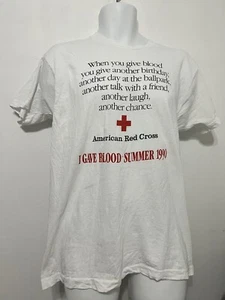 Vintage Single Stitch Made In Usa I Gave Blood 1990 American Red Cross T Shirt - Picture 1 of 8