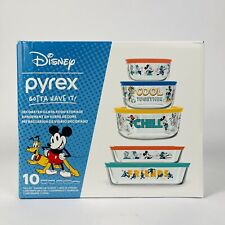 NIB Pyrex Disney Mickey Friends  10 Piece Glass Food Storage Set Bowls  Lids New