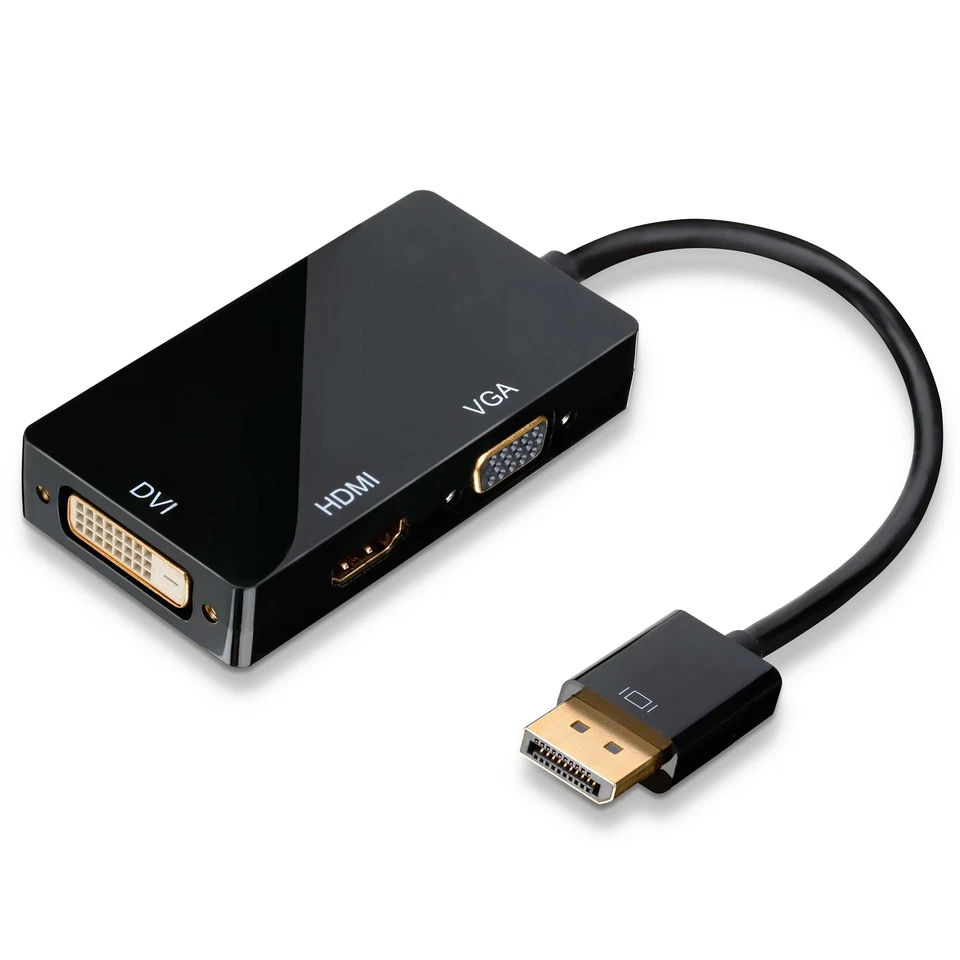 CSL - 3in1 DisplayPort zu VGA + HDMI + DVI Adapter (Konverter) 3in1 Videoadapter - Bild 1 von 4