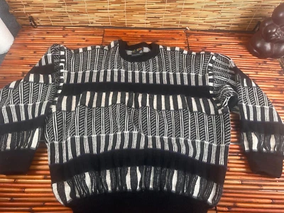 COOGI Black / White / Blue Geometric Crewneck Sweater Large RARE! - Image 1 of 4