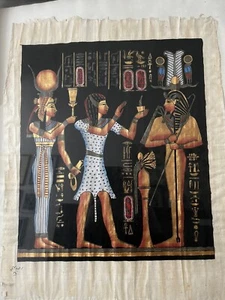 Authentic Hand Painted Ancient Egyptian Papyrus, Replica From Temple Walls. Gold - Picture 1 of 9