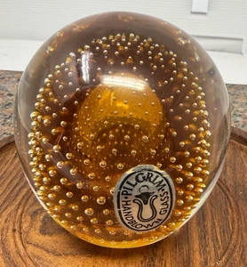 Vintage Pilgrim controlled Cased Controlled Amber Brown paperweight With Label. - Picture 1 of 12