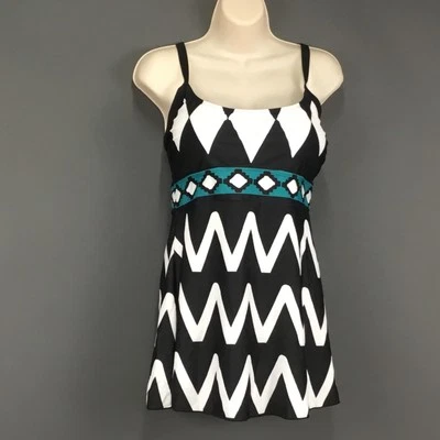 Traje de baño Tankini Top para mujer grande Chevron geométrico correas ajustables traje de baño Foto 1 de 4