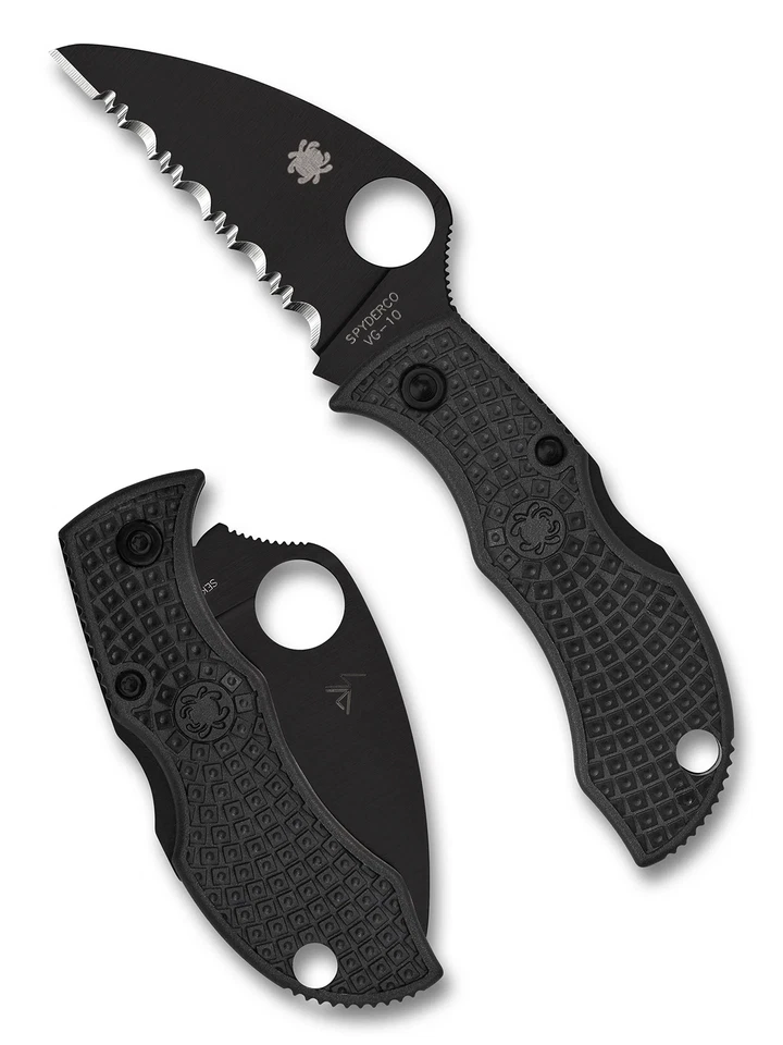 Cuchillo de bolsillo Spyderco Knives ManBug MBKWSBK negro FRN VG-10 dentado de acero inoxidable Foto 1 de 1