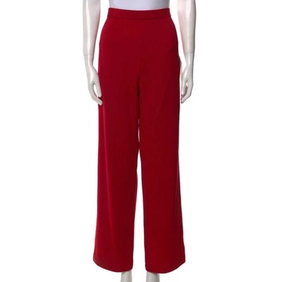 Calça de lã St John Neiman Marcus vinho tinto perna larga feminina tamanho 14 vintage nova com etiquetas  - Imagem 1 de 4