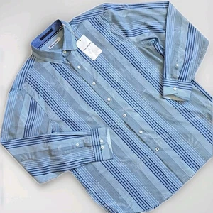 Camisa a Rayas Tommy Bahama Para Hombre Cabaña Grande Azul Abotonada Playa Ambiente Informal - Imagen 1 de 12