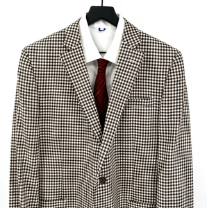 STAFFORD Chaqueta Blazer Abrigo Deportivo 100% Lana Marrón Cuadros Slim Fit Largo Alto 44L - Imagen 1 de 8