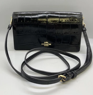 COACH Hayden Foldover Crossbody Clutch (style no. 31862) black croc leather - Image 1 of 4