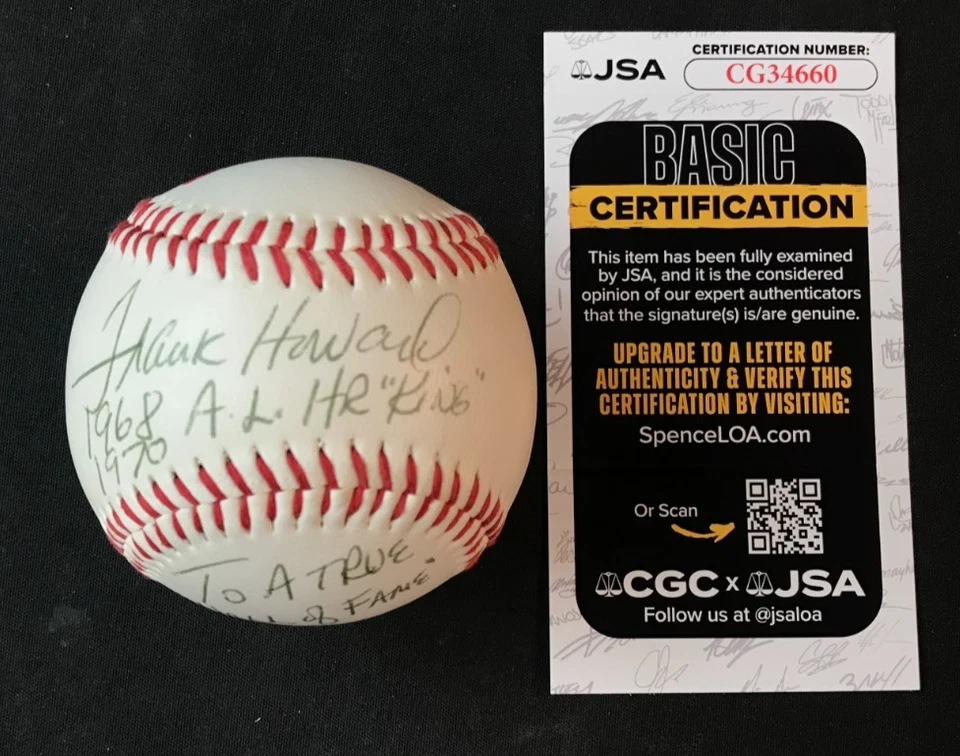 Frank Howard Signed Baseball JSA (Personal.) AUTO MLB Dodgers 1968&'70 HR King! - Image 1 of 4