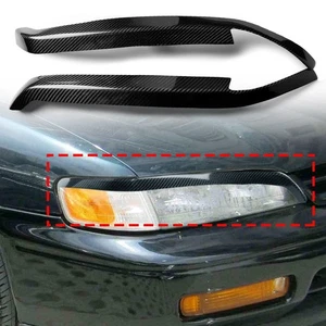 2x Front Headlight Eyebrow Eyelid Cover For Honda Accord 1994-1997 Carbon Fiber - Picture 1 of 6