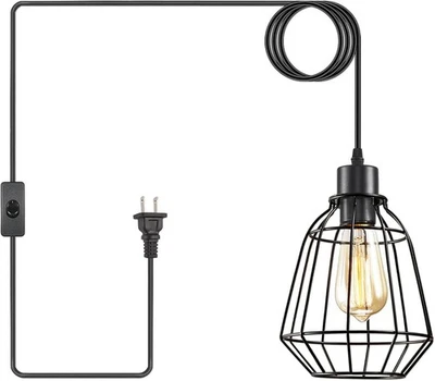 KOONTING Enchufe Lámpara Colgante, Luz Colgante de 16FT con Cable de Enchufe, Encendido Foto 1 de 4