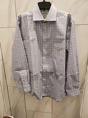 Jos A Bank 1905,Plaid Dress Shirt,Non Iron, Tailored Fit,Blue,Size 16 1/2-34 (L) - Imagem 1 de 4